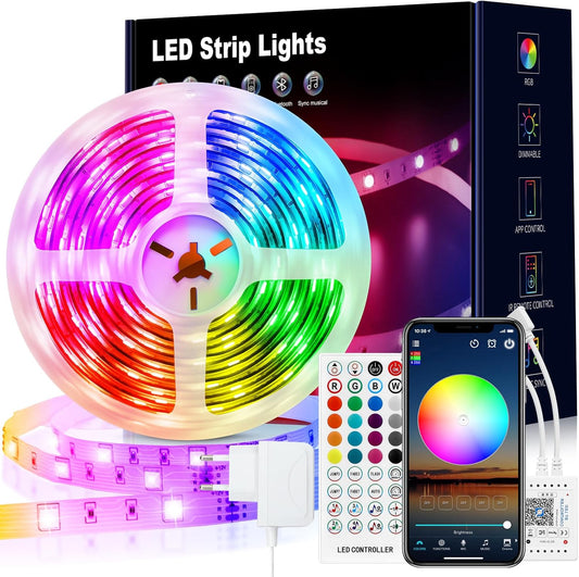 VKH LED Strip 10M, LED Streifen Bluetooth RGB LED Band 10M Selbstklebend Mit Fernbedienung Und APP, LED Lichterkette LED Beleuchtung Für Zimmer Party